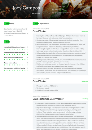 Case Worker Resume Sample and Template