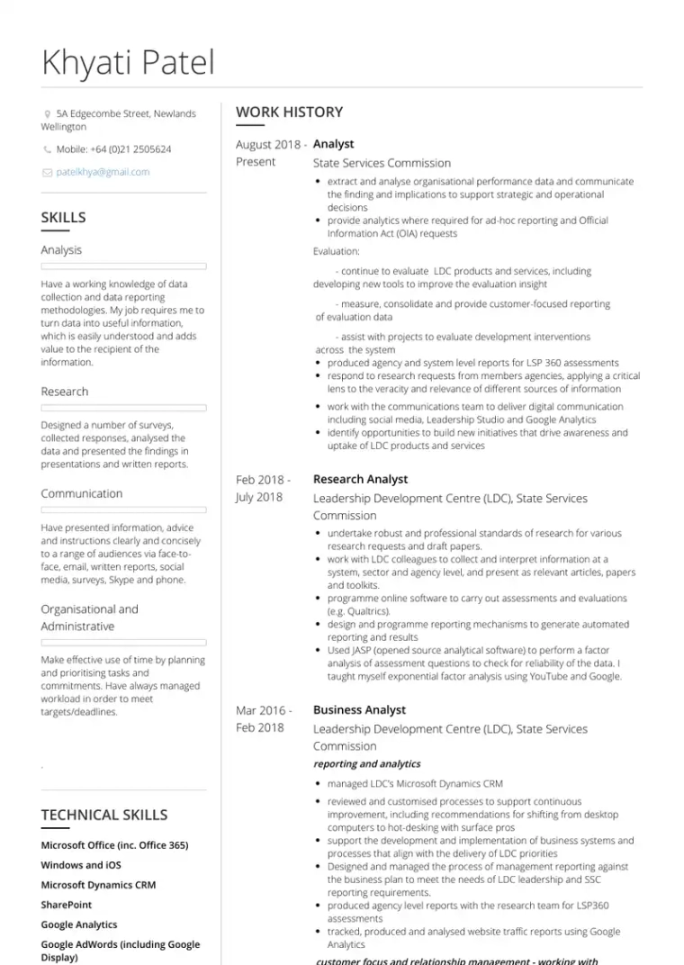 reverse chronological resume for usa