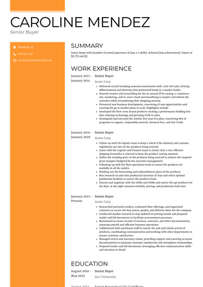Senior Buyer Resume Sample and Template