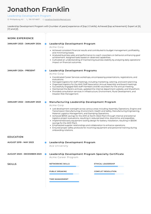 Leadership Development Program Resume Sample and Template