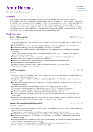 Staff Accountant CV Example and Template