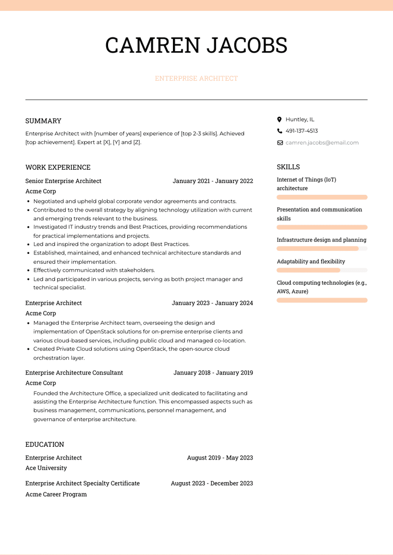 Enterprise Architect Resume Sample and Template