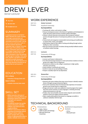 Lecturer CV Example and Template