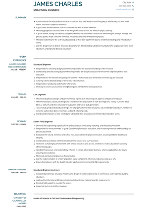 Structural Engineer Resume Sample and Template