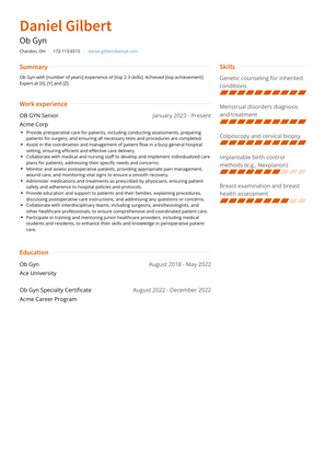 Ob Gyn Resume Sample and Template