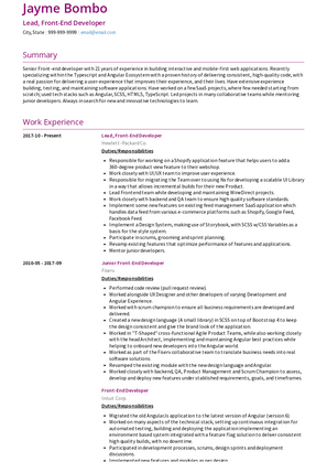 Front-End Developer Resume Sample and Template