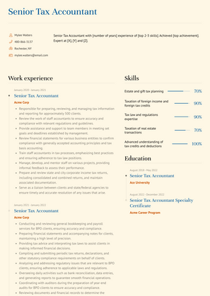 Senior Tax Accountant Resume Sample and Template