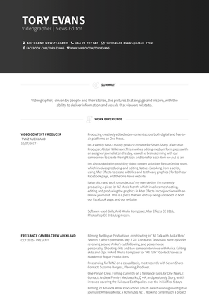 Freelance Camera Crew Resume Sample and Template
