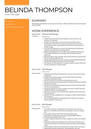 Hotel Manager Resume Sample and Template