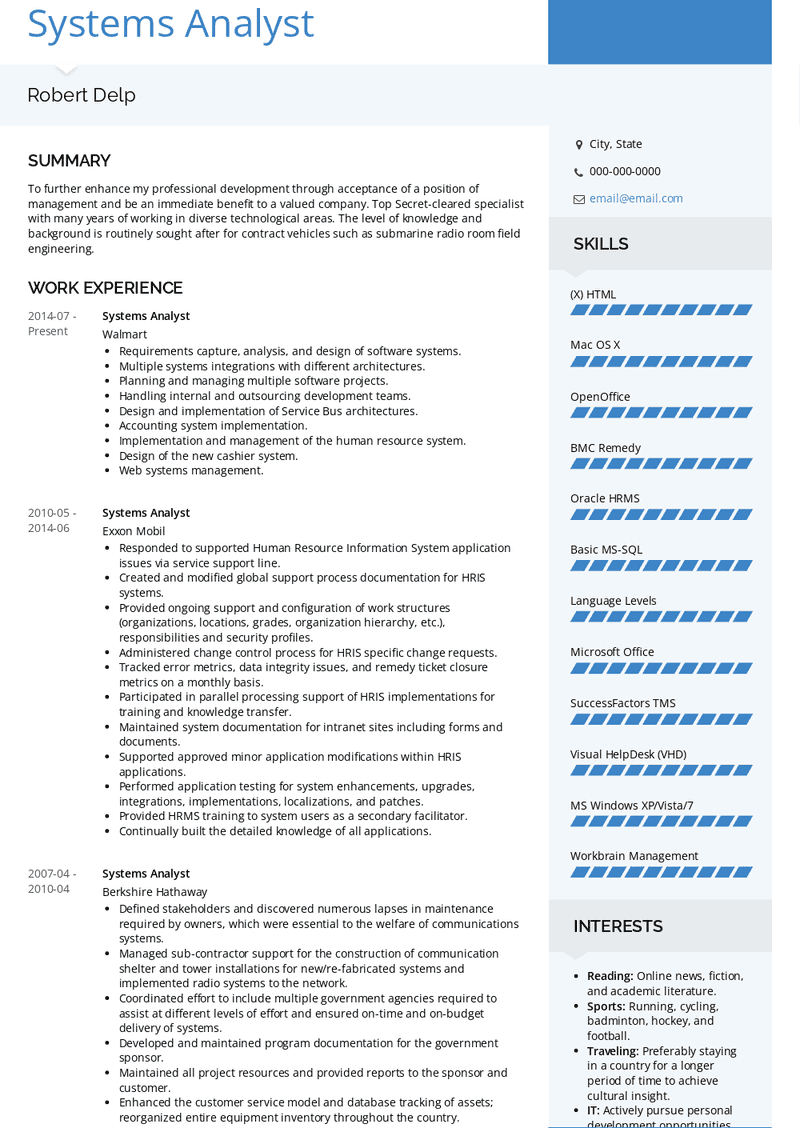 Systems Analyst Resume Sample and Template