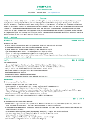 Visual Merchandiser CV Example and Template