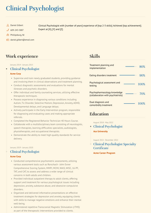 Clinical Psychologist Resume Sample and Template