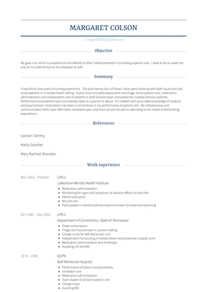 Lpn 2 Resume Sample and Template