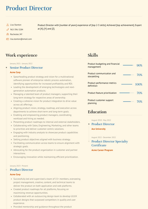 Product Director Resume Sample and Template