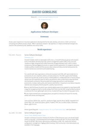 Senior Software Developer Resume Sample and Template