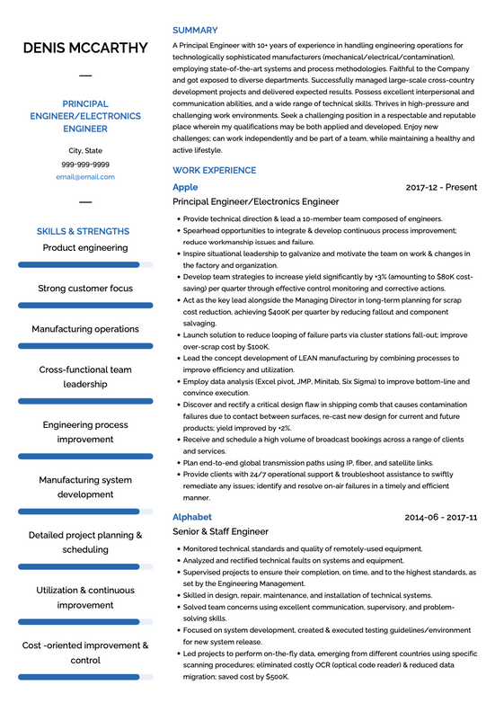 A resume using VisualCV's Vienna template