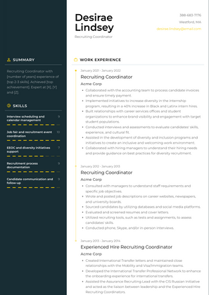 Recruiting Coordinator Resume Sample and Template