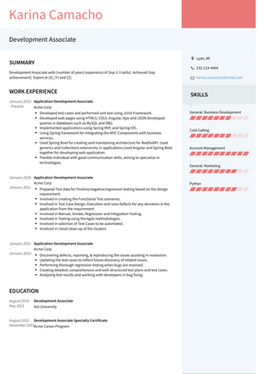Development Associate Resume Sample and Template