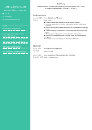 Domestic Violence Advocate Resume Sample and Template