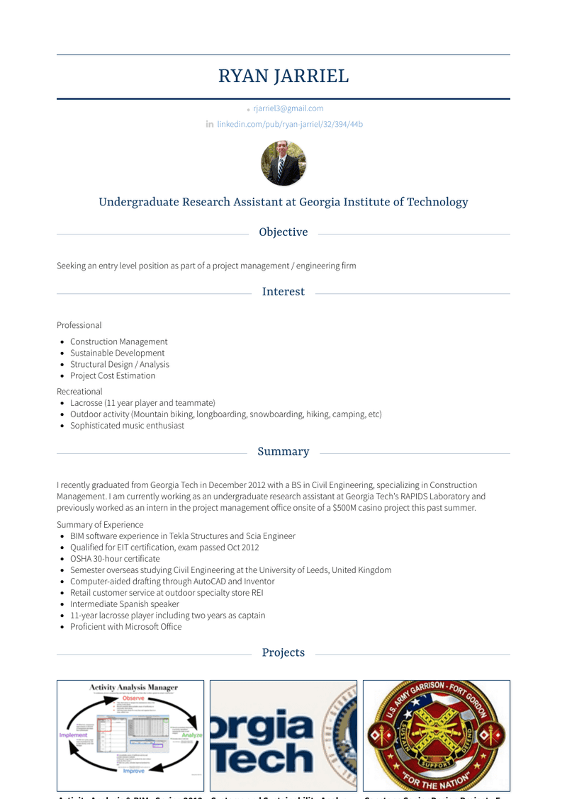Undergraduate Research Assistant Resume Sample and Template