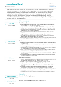 Senior Web Designer Resume Sample and Template