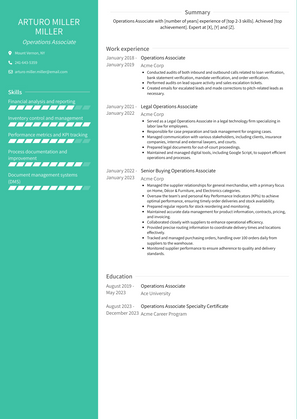 Operations Associate Resume Sample and Template