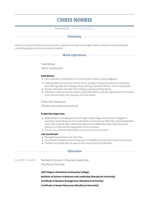 Field Worker Resume Sample and Template