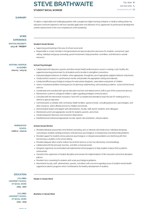 Student Social Worker Resume Sample and Template