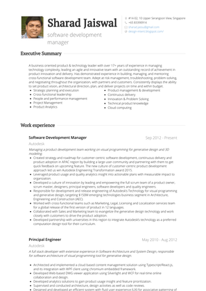 Software Development Manager Resume Sample and Template