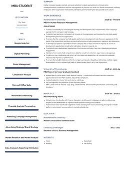 MBA in Human Resource Management Resume Sample and Template