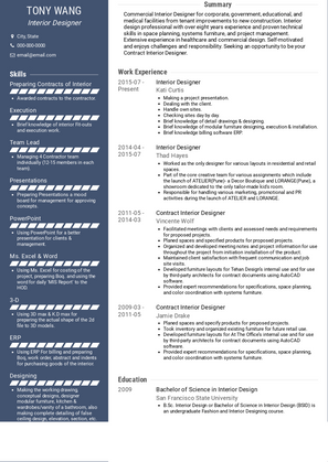 Interior Designer Resume Sample Avant 