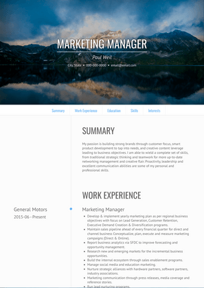 Marketing Manager Resume Sample and Template