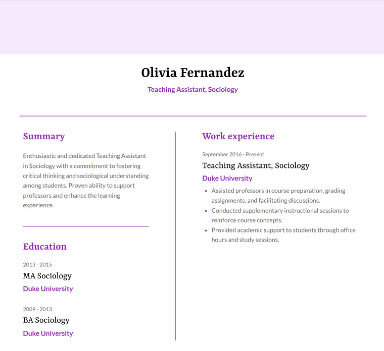 Academic CV Template - Rosa