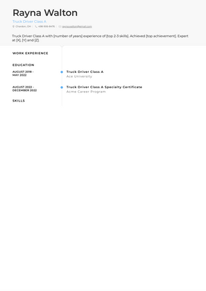 Truck Driver Class A Resume Sample and Template