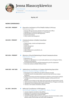 Executive Assistant To Vp Of Public Safety & Privacy Resume Sample and Template