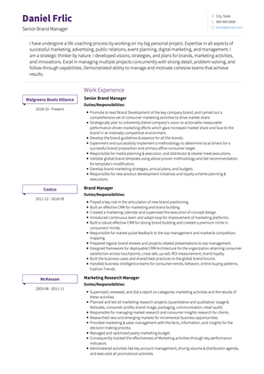 Brand Manager CV Example and Template