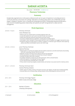 Pharmacy Technician Resume Sample and Template