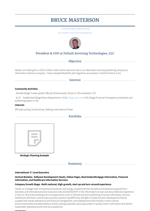 President & Coo Resume Sample and Template