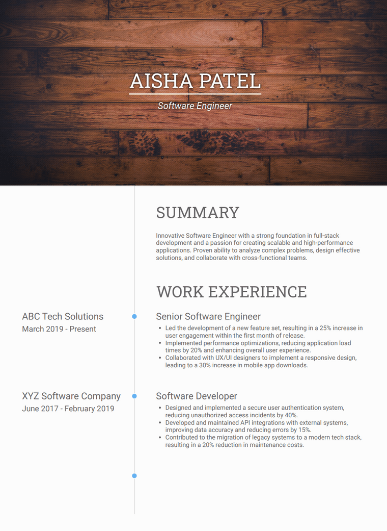 Visual Resume Template - Onyx