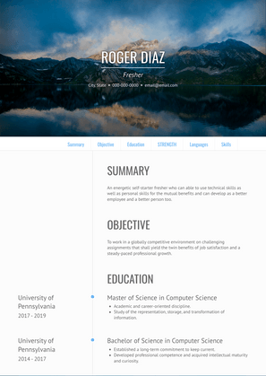 Fresher Resume Sample and Template