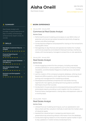 Real Estate Analyst Resume Sample and Template
