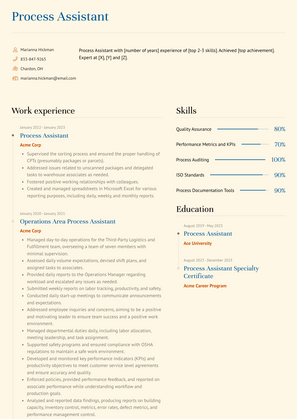 Process Assistant Resume Sample and Template