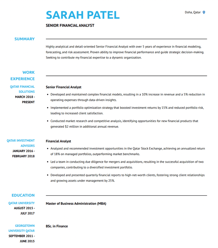 Qatar Resume Example Two