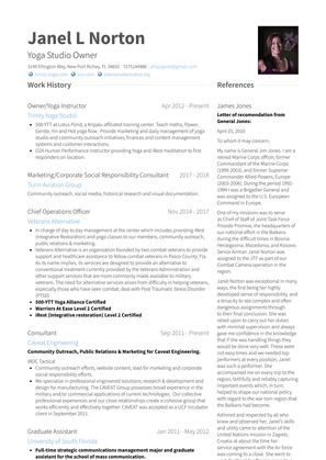 Co Owner/Yoga Instructor Resume Sample and Template