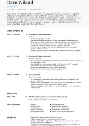 Kitchen Staff Resume Sample and Template