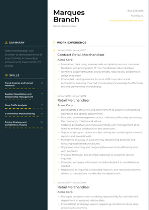 Retail Merchandiser Resume Sample and Template