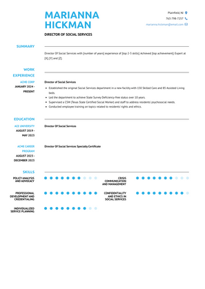 Director Of Social Services Resume Sample and Template