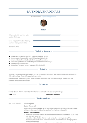 Junior Engineer Resume Sample and Template