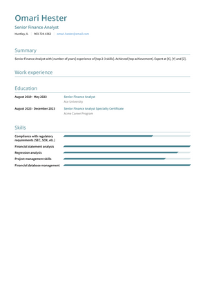 Senior Finance Analyst Resume Sample and Template