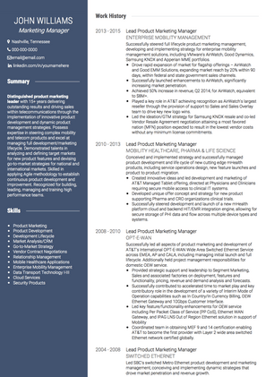 Marketing Manager CV Example and Template